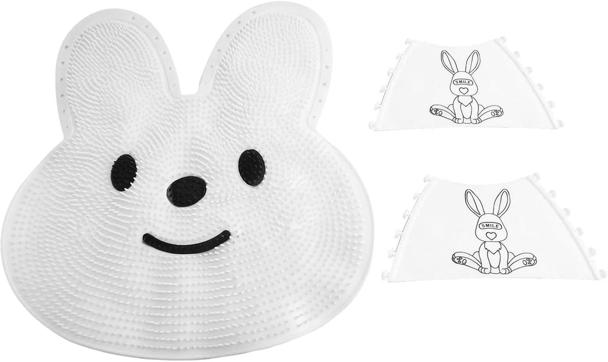 Antislip Badmat - Douche Vloermat - Veilig Baden - Met Rug & Voetmassage - 44 x 44 cm - Grijs Wit