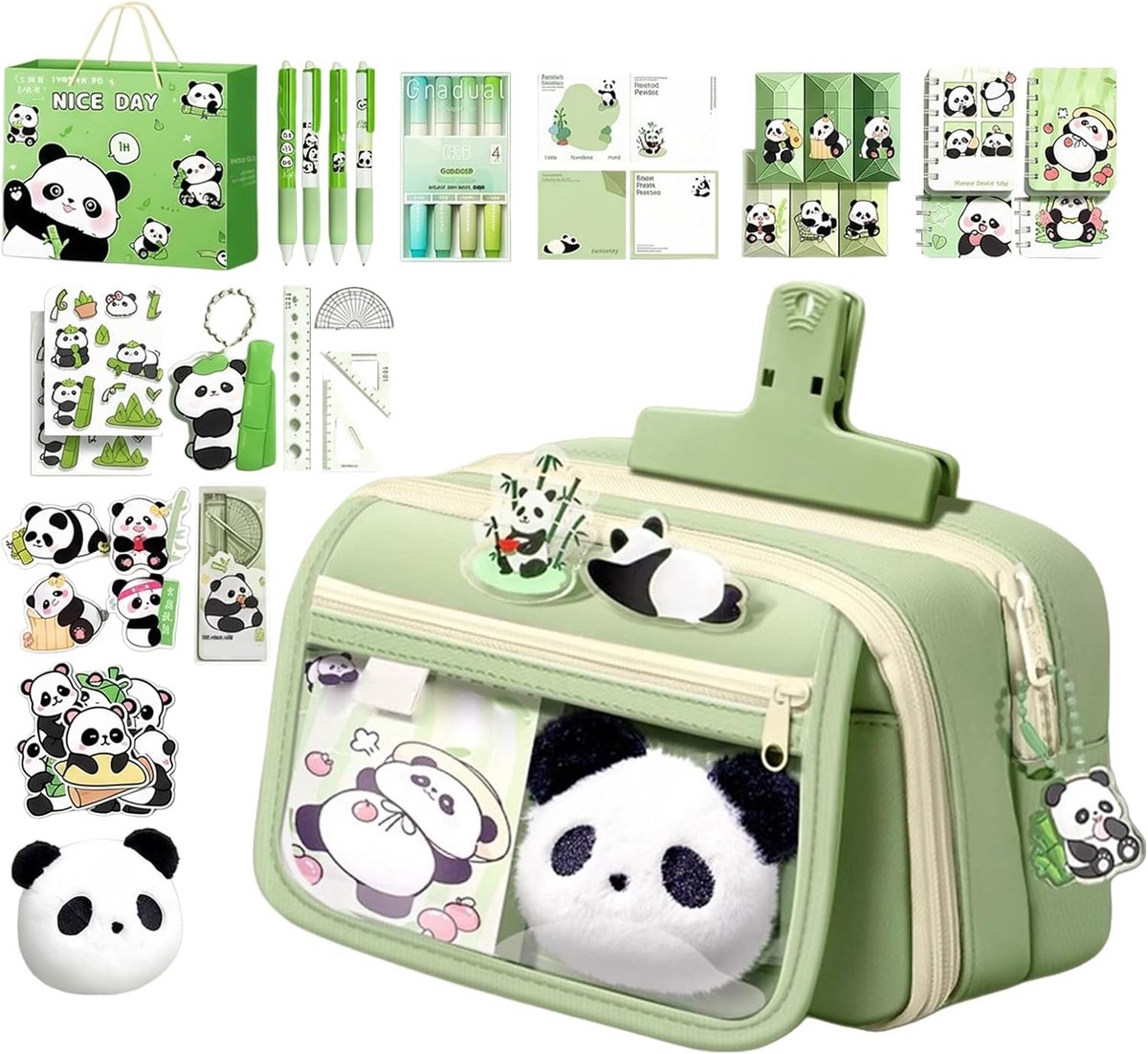 Schooletui Panda - Pennenetui Kinderen - School Organisatie - Meerdere Vakken - 20W x 5H cm - Multicolor