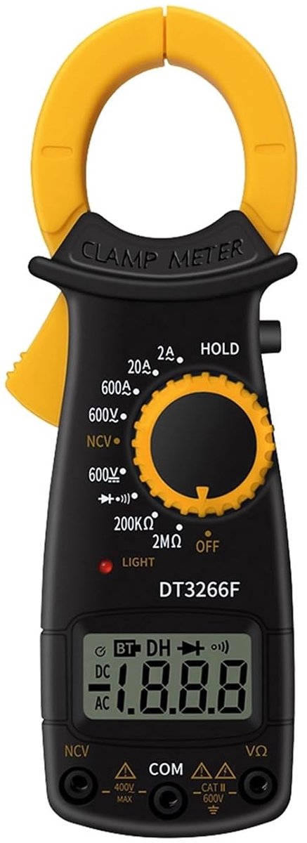 Digitale Stroomtang - Multimeter Tester - Elektrische Metingen - Contactloze Branddraadtest - 32 mm Klem - Zwart