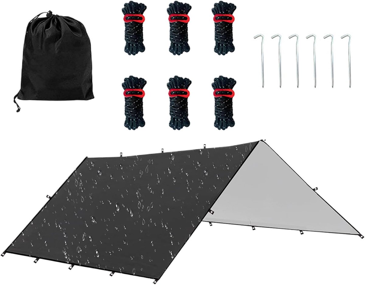 Tentzeil - Tarp Bescherming - Outdoor Beschutting - Stormbestendige Stabiliteit - 305x292cm - Grijs