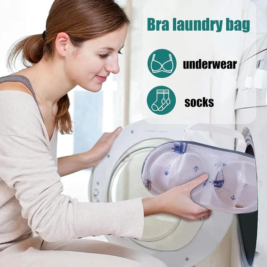Waszakken voor Beha's - Lingerie Beschermers - Delicaat Wassen - Met Beschermende Rits - 20 x 24 cm - Blauwe Zeilboten — afbeelding 2