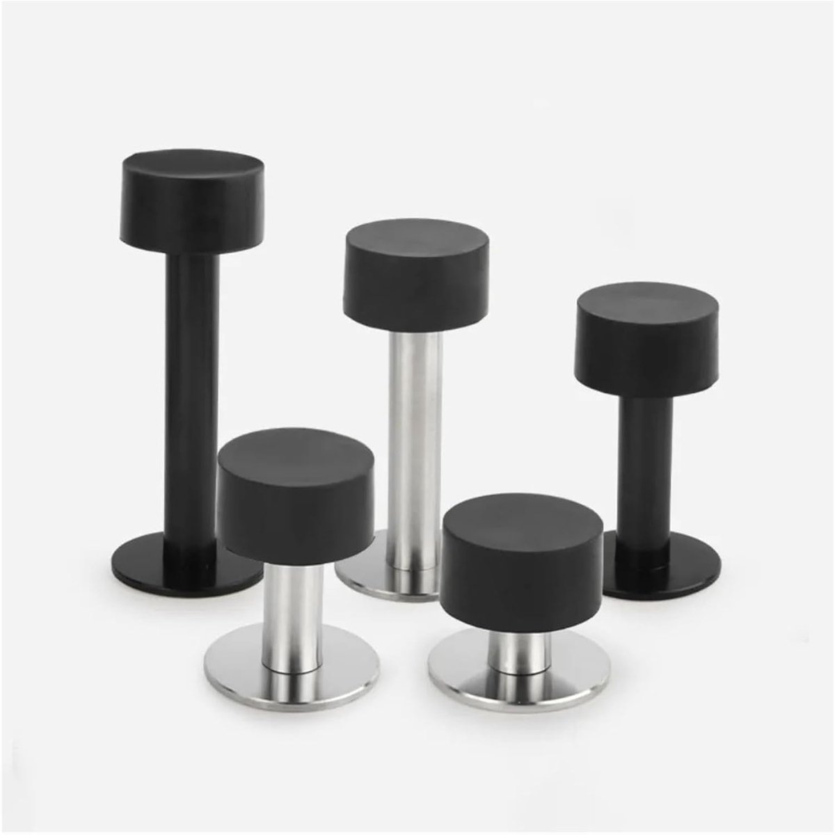 Roestvrijstalen Deurstoppers - Muur Beschermers - Deuren Dempen - Nagelvrij Monteren - 81.5 mm - Zwart