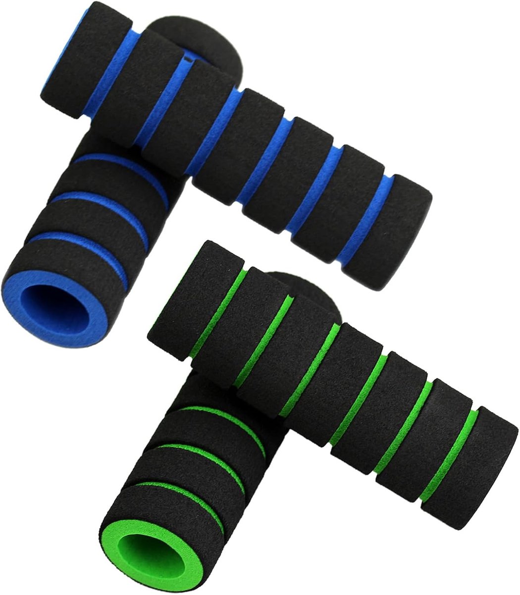 Fiets Stuur Grips - Handvat Covers - Comfortabel Fietsen - Lichtgewicht Spons Materiaal - 2 Paar - Blauw Groen