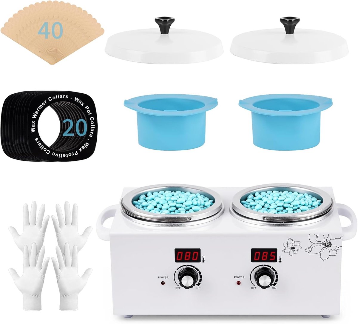 Dubbele Waxverwarmer - Harsverwarmer Set - Professioneel Ontharen - Dubbele Container - 2x 600 ml - Wit
