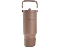 CHiATO Home freshSIP Choco Brown geïsoleerde tumbler met een flipdeksel en rietje, 946 ml – Bruin