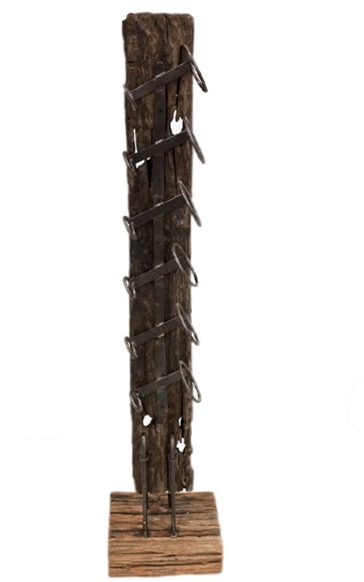 Wijnrek van Hout - Teakhout Suarhout Bruin - Staand Wijnrek Teak - 10 Flessen - 100 x 21 x 17 cm