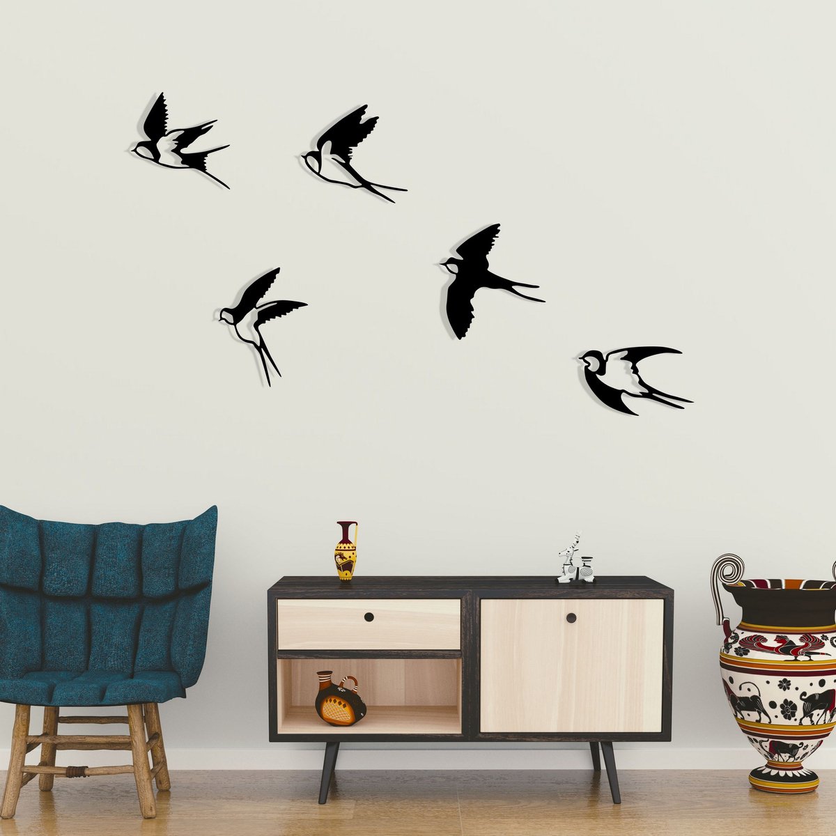 Asir - Wanddecoratie - Zwart - 27 x 26 cm