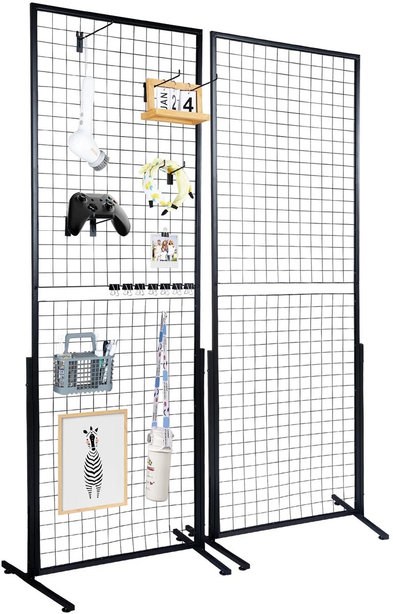 G&G draadpaneel - Display rek - Winkel display - Fotowand - Wandpanelen - 62x172cm - Gecoat staal - 15 Ophanghaken - 8 Clips