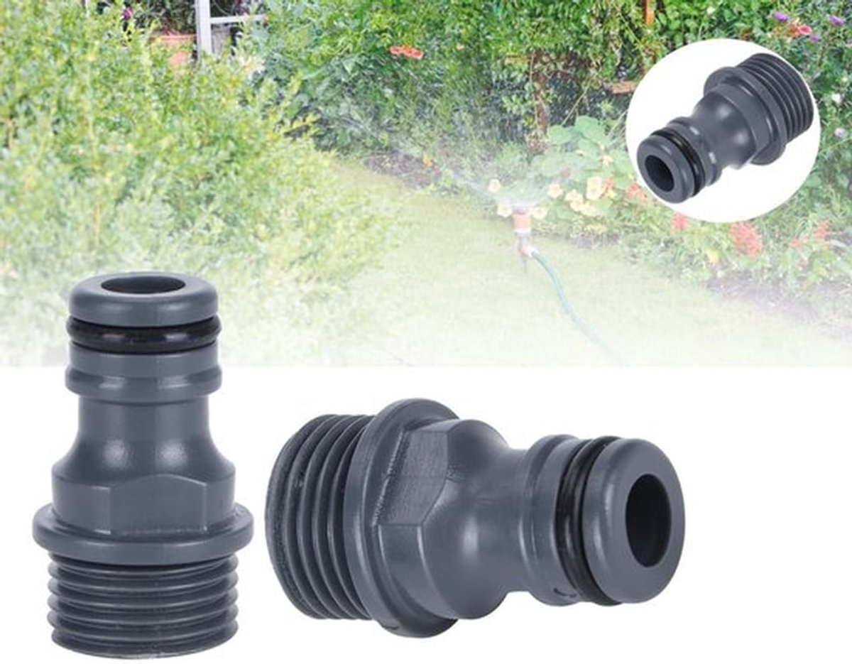2x G1/2 Mannen Draad Snelkoppeling - Tuinslang Adapter - Tuinaccessoires - Geschikt voor Tuinieren - Hoogwaardige Koppelingen - Kleur Zwart