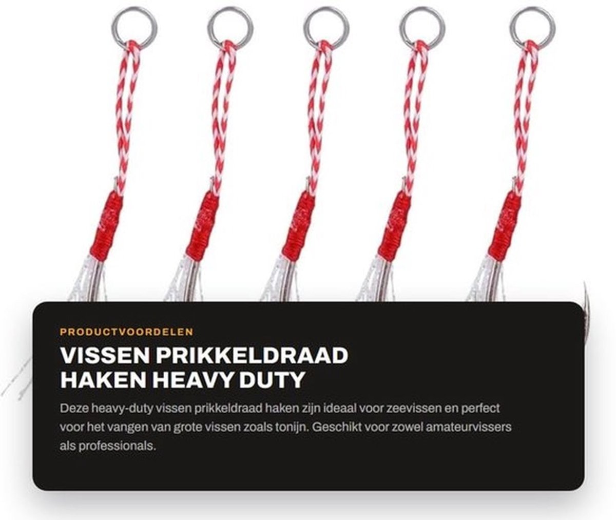 Vishaken Heavy Duty - 5 Stuks - Metalen Haken - Grote Zee Haken - Tonijn Haken - Visgerei Accessoire - Vishengels