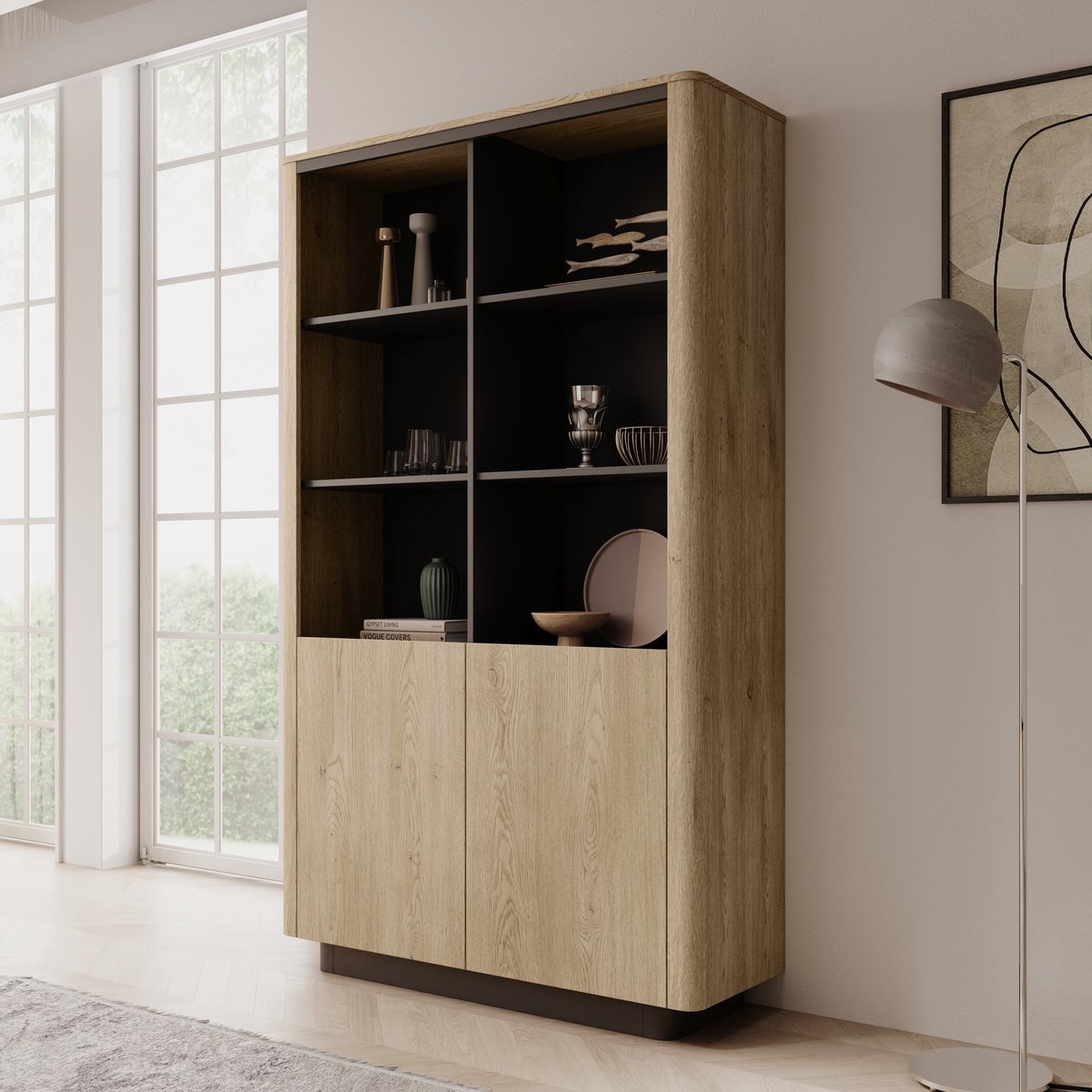 MEUBELLA Taywan - Boekenkast - Eiken - 113x38x190 cm Bruin