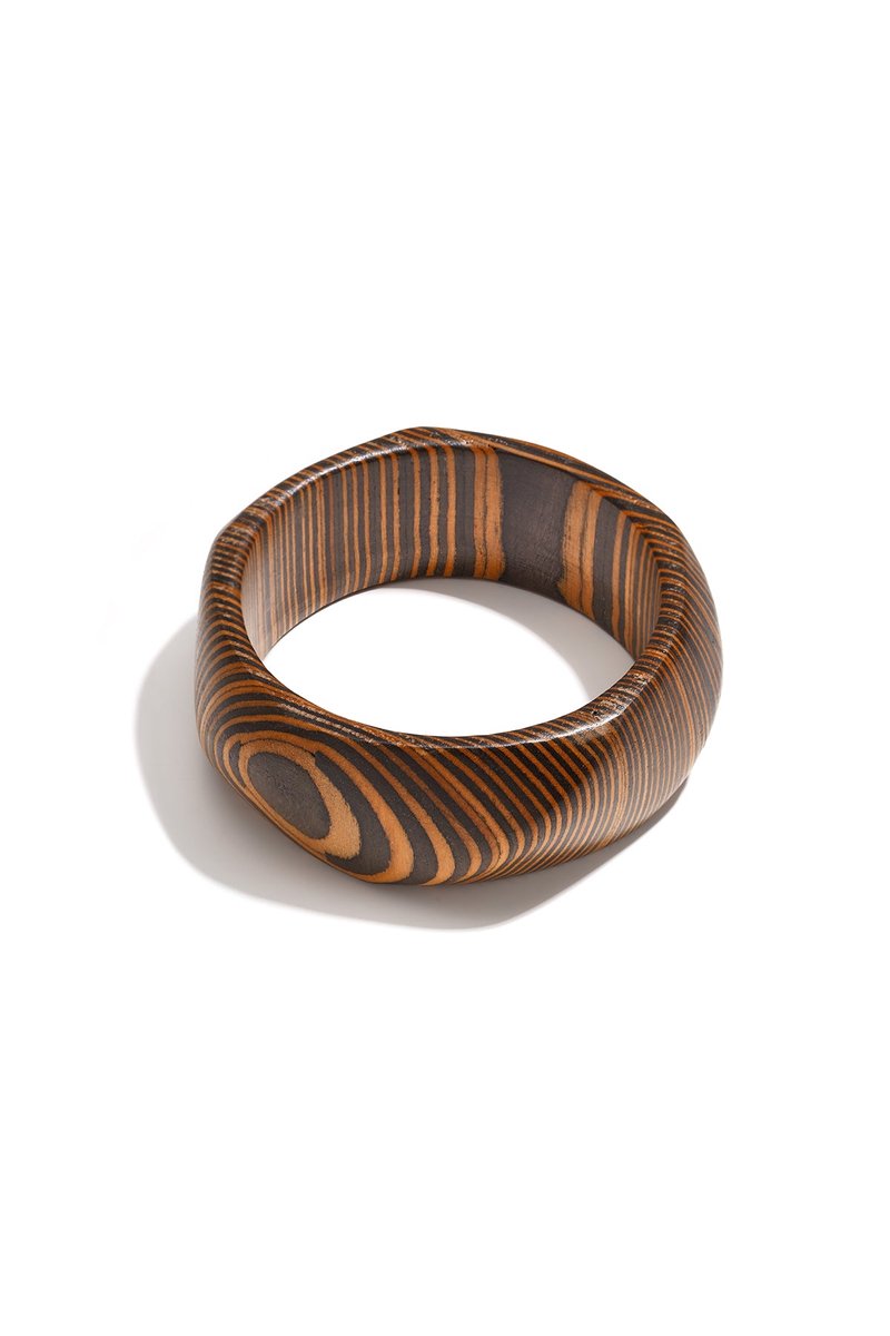 Dara - Bangle Armband - Hout - - Zwart