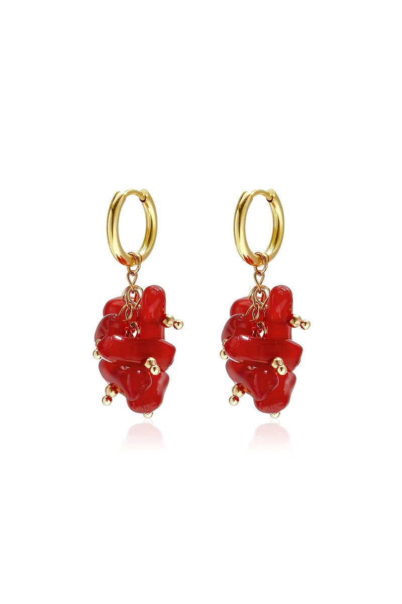 Zola - Oorbellen - Stainless Steel & Acryl - - Red