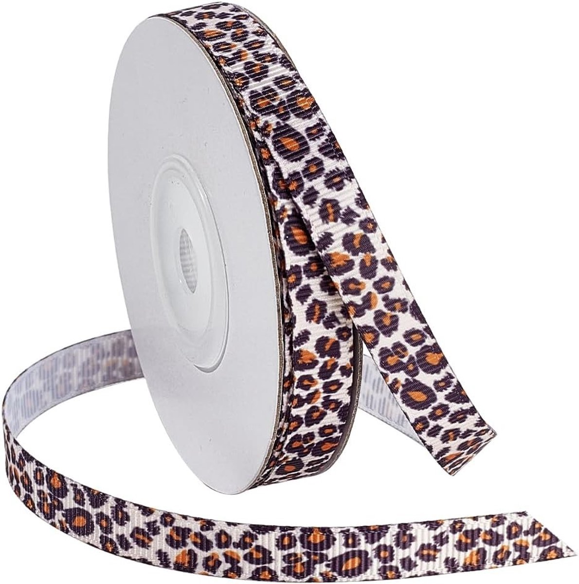 Leopardprint Draadrand 10x9.2cm, Dierlijke Print Ribbons voor Feestdecoraties, Haarstrikken en Kledingaccessoires