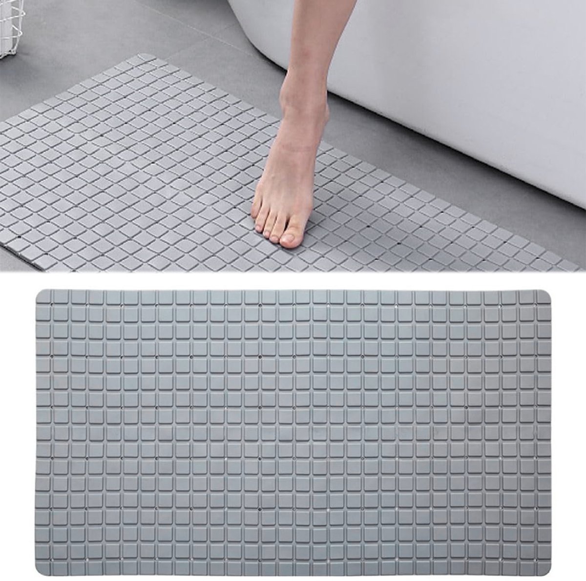 MODFU Badmat Antislip Badkamermat - 40x70 cm - Comfortabel Massageoppervlak - Waterbestendig - Machinewasbaar - Antislip Onderzijde - Donkergrijs