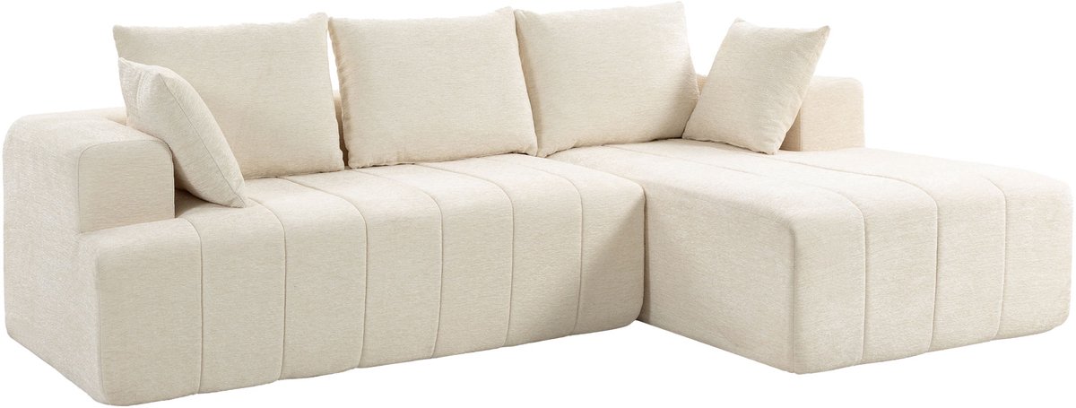 HOMCOM hoekbank - Chenille (100% polyester) - 256 x 158 x 85 cm - Beige