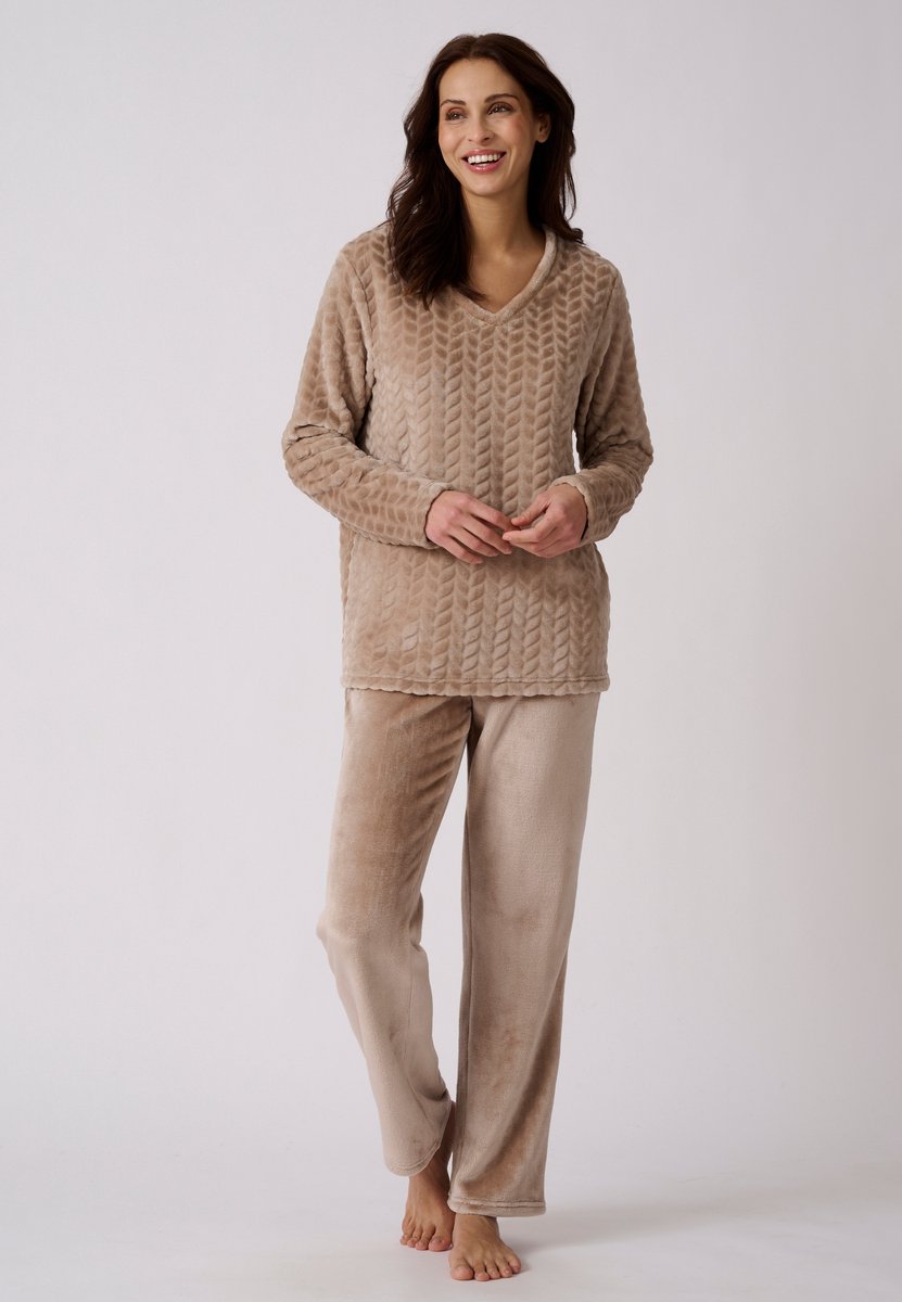 Damart - Thermolactyl pyjama van getextureerd breisel - Dames - Beige - 46-48 (L)
