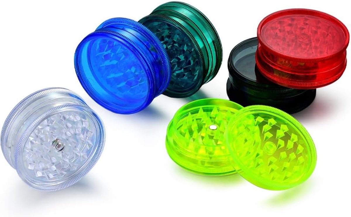 Kruidenmolen Set van 6 - Multicolor - 60 mm - Kunststof Draagbare Grinder met Magnetisch Deksel - Voor Kruidenspecialisten