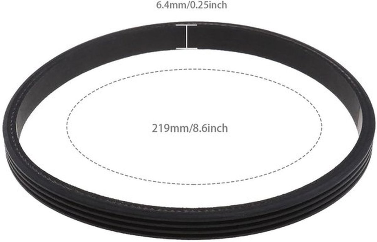 Aandrijfriem 4EPH219 - Rubber - 6,4 mm breed - 219 mm omtrek - Sluitlus - Compatibel met NV601UKT/AZ2002/AZ2000/AZ2000W/AZ2000WWK - Stofzuigerriem