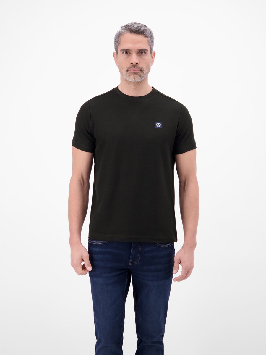 LERROS T-shirt met wafelstructuur van 100% katoen , Maat: S , Kleur: BLACK , 100% katoen