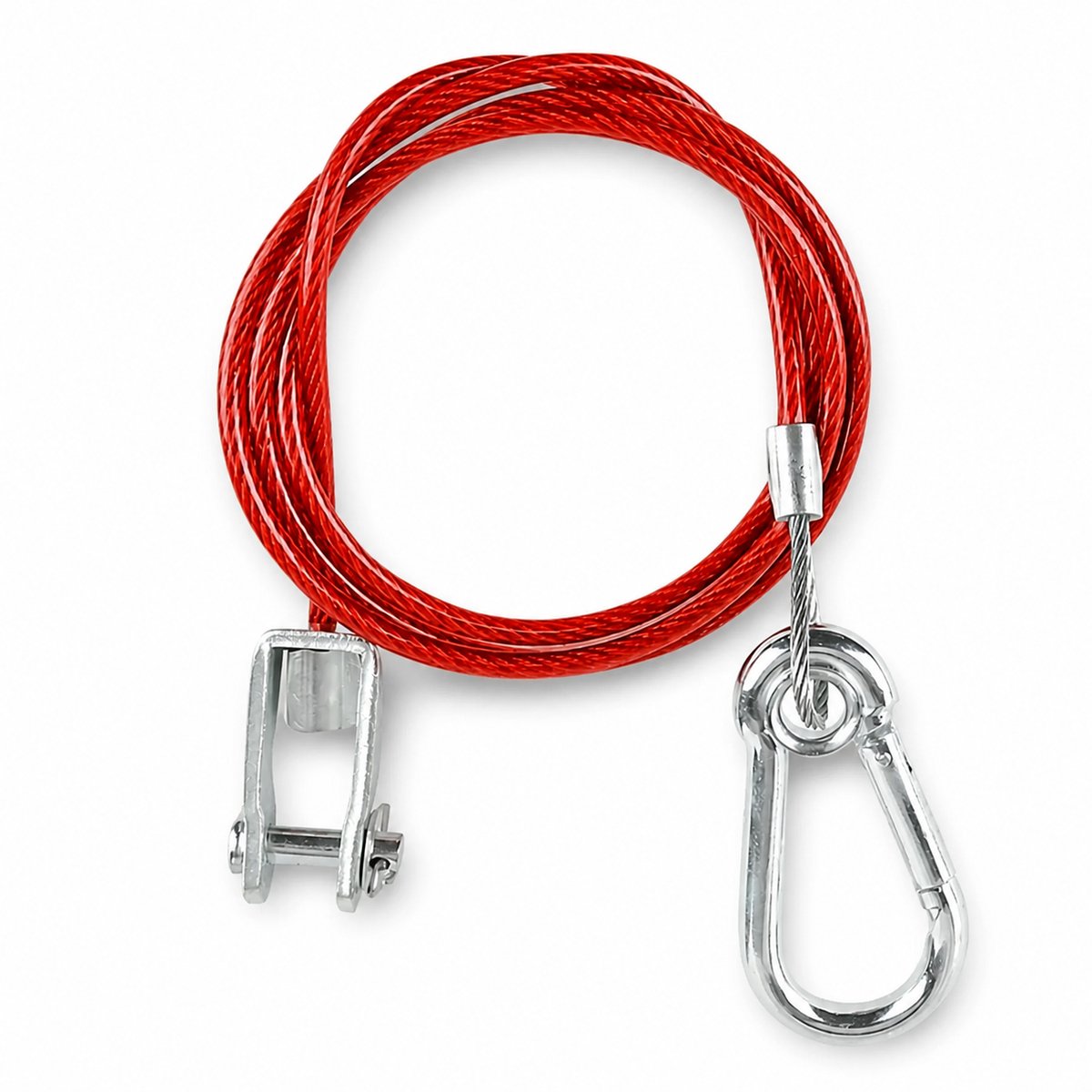 Aanhangwagen Breekkabel met Gaffel - 1 Meter - Rood - Met Karabijnhaak