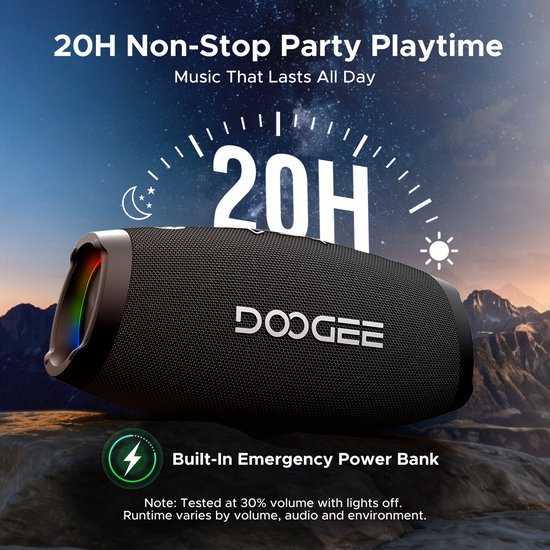 DOOGEE Wild Boom - Bluetooth Speaker - Draagbare Bluetooth Speaker - 20 uur Waterdicht - Zwart — afbeelding 5