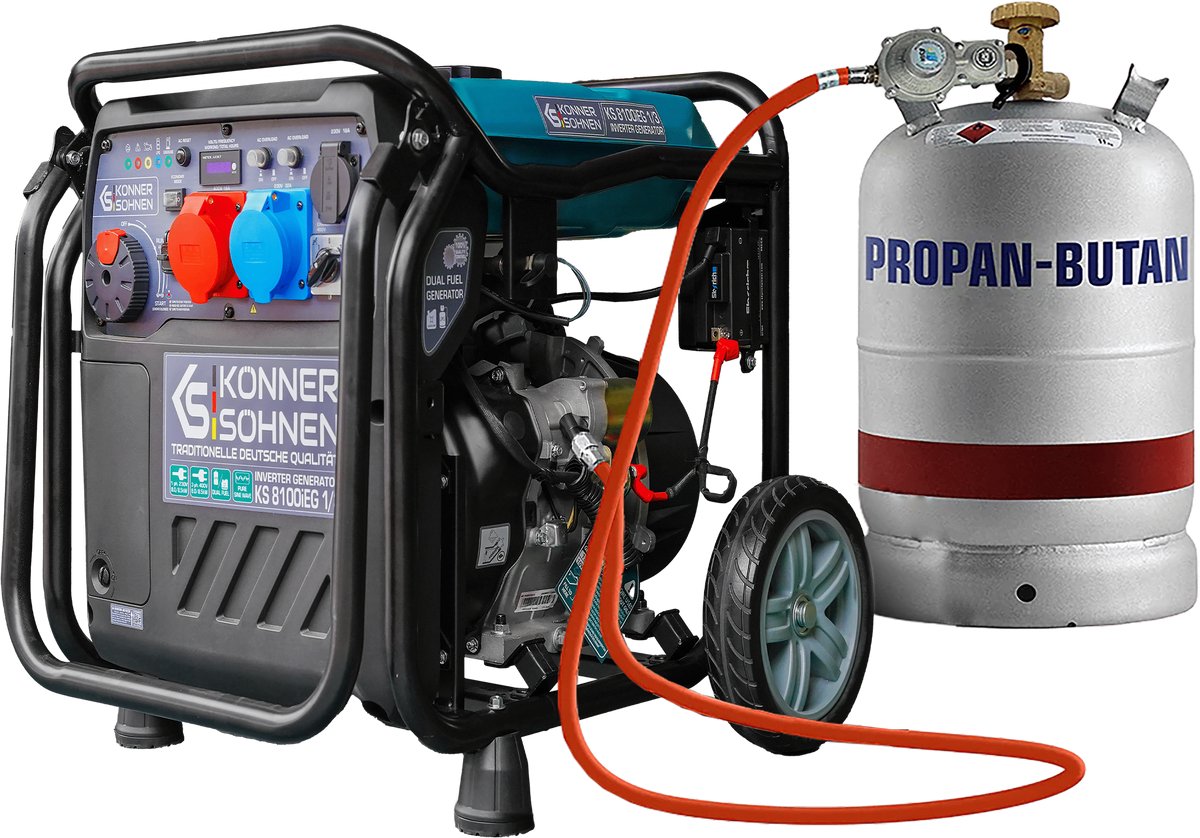 LPG/Benzine invertergenerator Könner & Söhnen KS 8100iEG 1/3 - 8,5 kW - 230V/400V - 70 dB