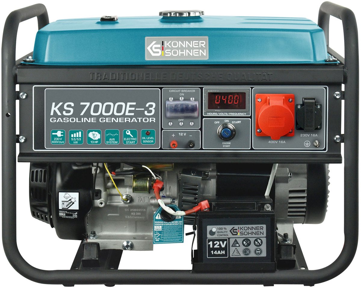 KÖNNER & SÖHNEN Generatorius benzininis 5,0kW 230/400V KS 7000E-3