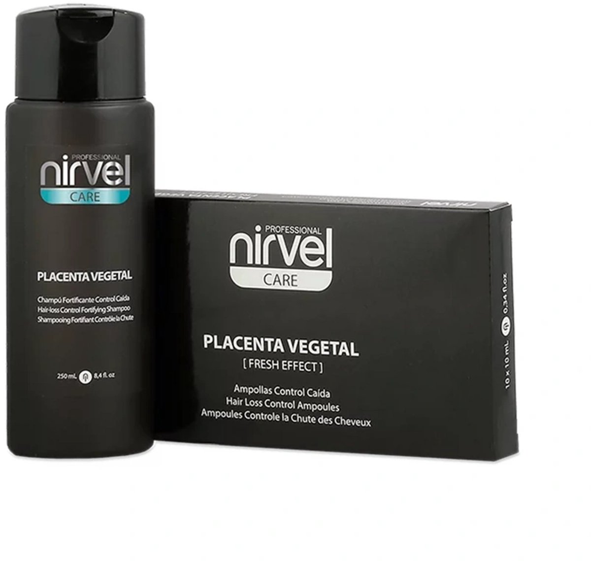 Nirvel Placenta Vegetal Pack / Set met 1x shampoo en 10x haarverzorgingsampullen tegen haaruitval