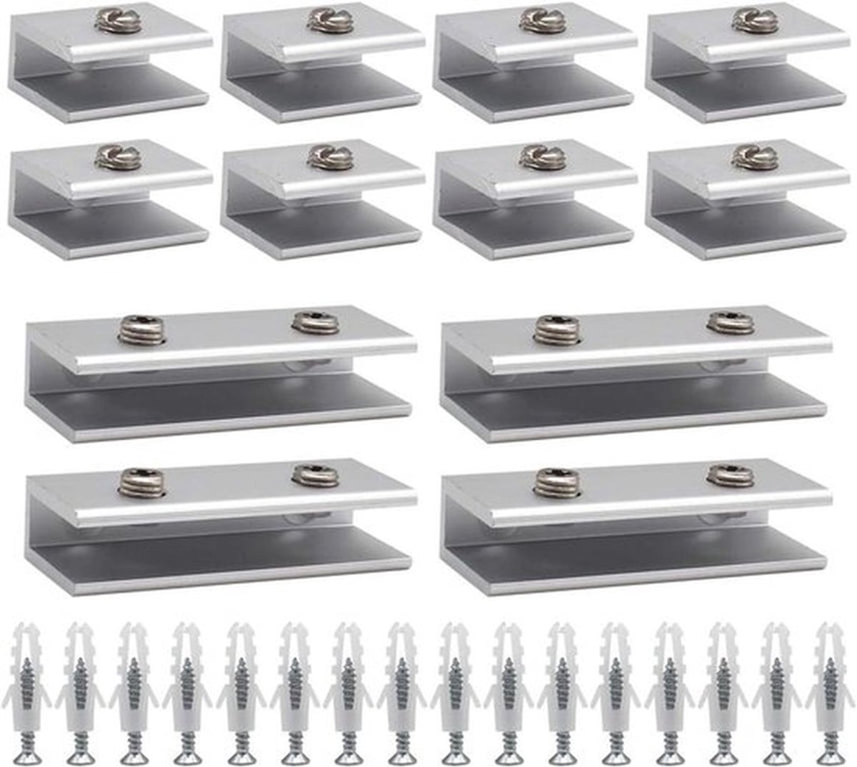 Aluminium Glasplaat Ondersteuning Clip - 12 Stuks - 6-8mm Dikte - Trapleuning Balustrades