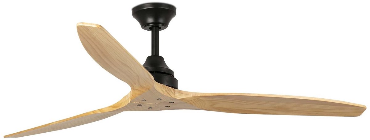 Faro Barcelona 33718DC Alo L plafondventilator zwart/hout 152 cm - stil en zuinig - met afstandsbediening - DC-motor - zomer en winterstand - timerfunctie - 6 snelheden