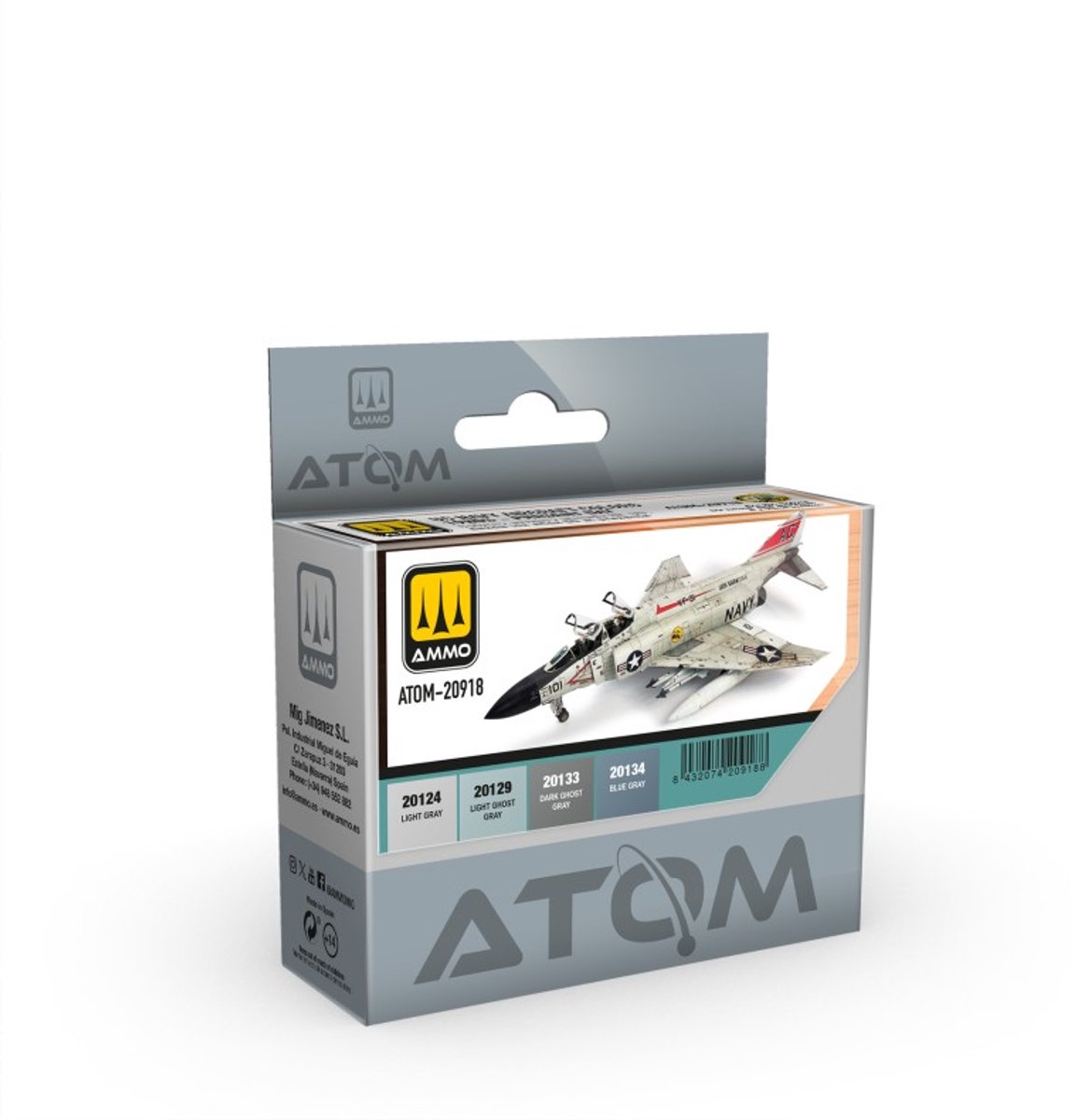 AMMO by Mig Jimenez Hobbyverf Vliegtuigen - MIG 20918 ATOM - Amerikaanse Marine Vliegtuigen Jaren 80 Kleurenset - Acryl Set 4x20ml Verf set - 4x 20 ml
