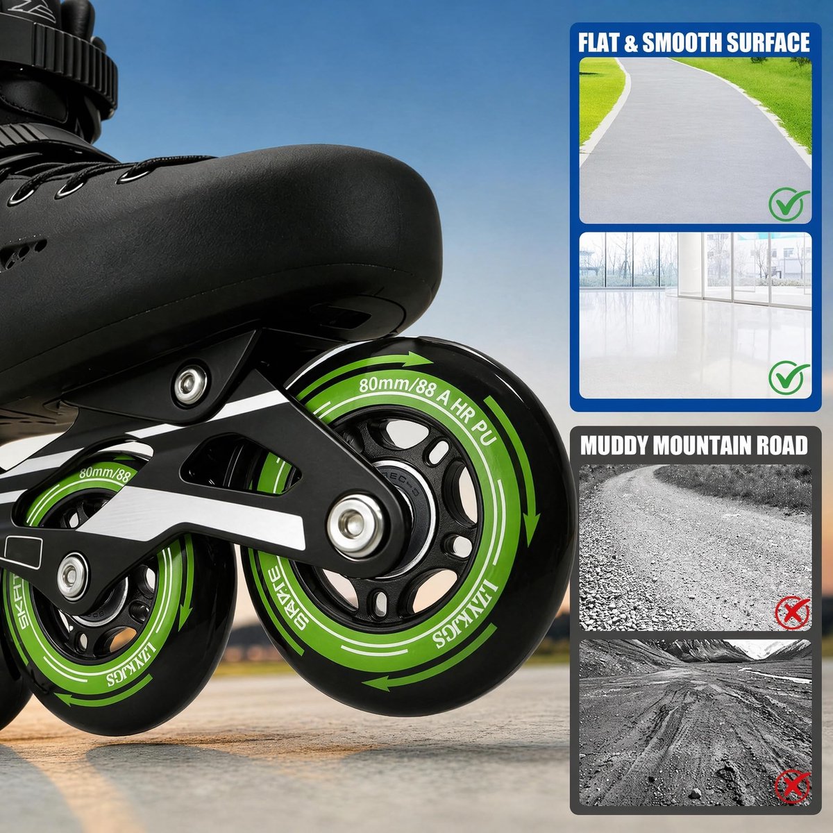 Solidchoice - Set van 8 Inline Skate-Wielen 80 mm met ABEC 9 Kogellagers