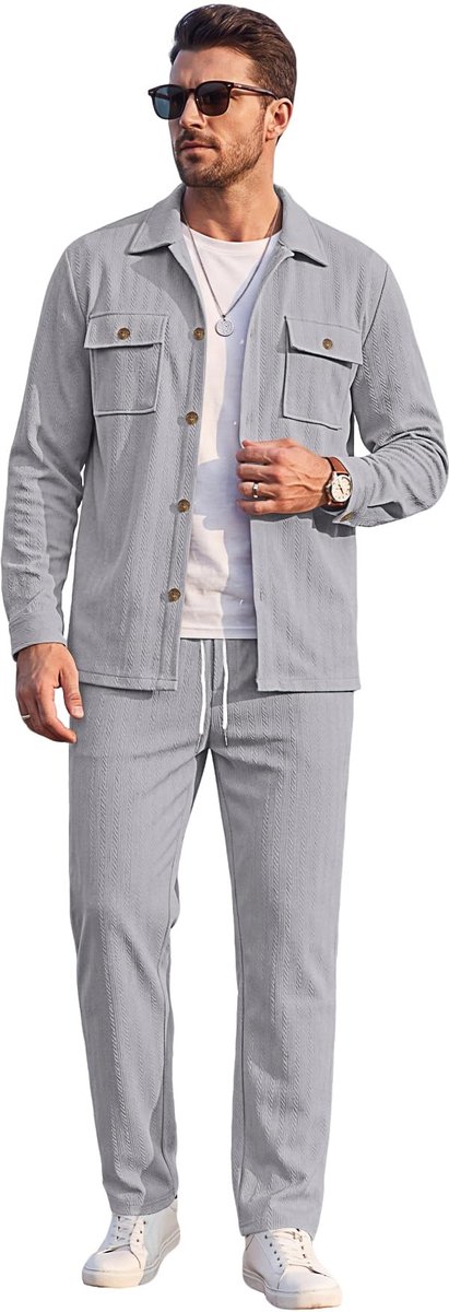 Solidchoice - 2-delige Set voor Heren met Lange Mouwen en Casual Broek Grijs