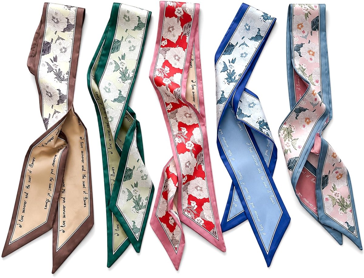 Solidchoice - Set van 5 Vintage Bloemen Zijden Haardoeken