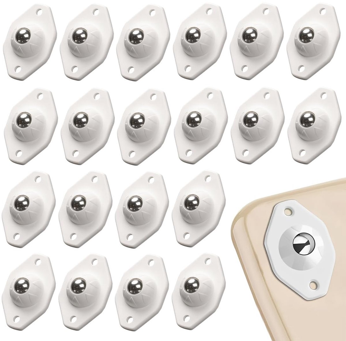 Solidchoice - Set van 20 Zelfklevende Meubelwieltjes zonder Boren