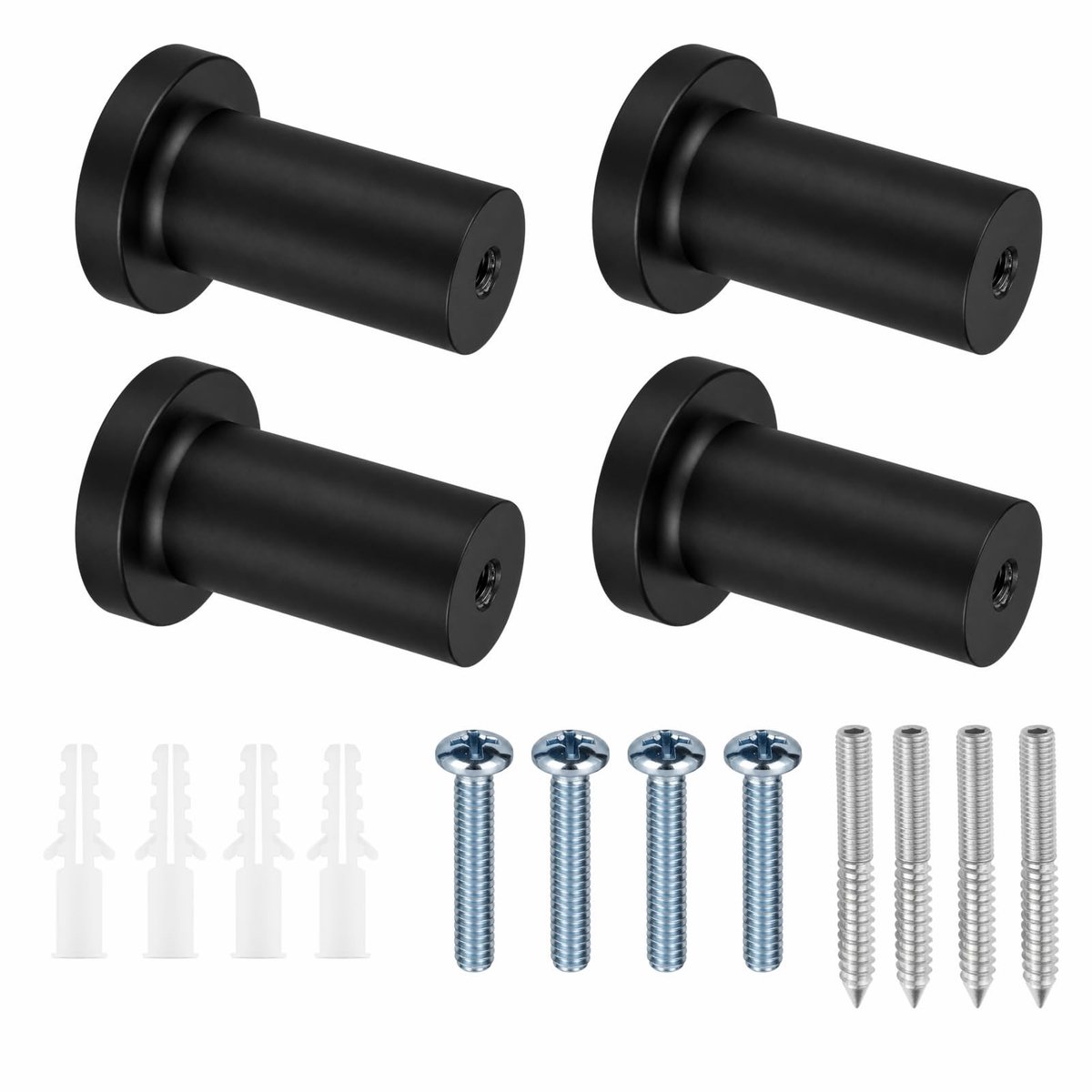Solidchoice - Set van 4 Handdoekhaken van Roestvrij Staal (Zwart)
