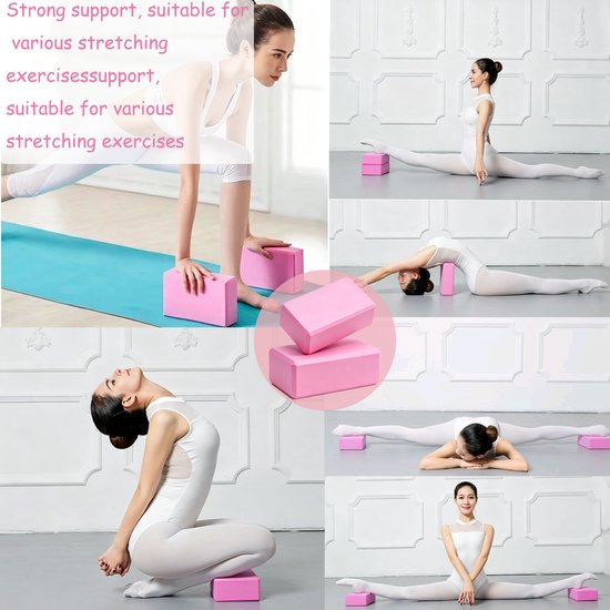 2 stuks - Yogablokken - EVA yogablokken - Schuimblokken - Dansblokken - Yoga Schuimblok - Antislip - 23x15x7,5 cm - Roze - Geschikt voor yoga- en pilatesoefeningen thuis — afbeelding 4