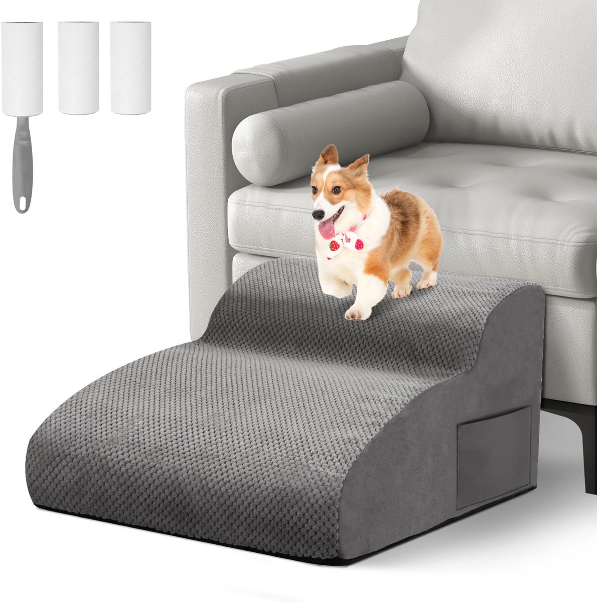 Famanu – Hondentrap met 2 treden, huisdiertrap met afneembare afdekking, ideaal voor honden en katten
