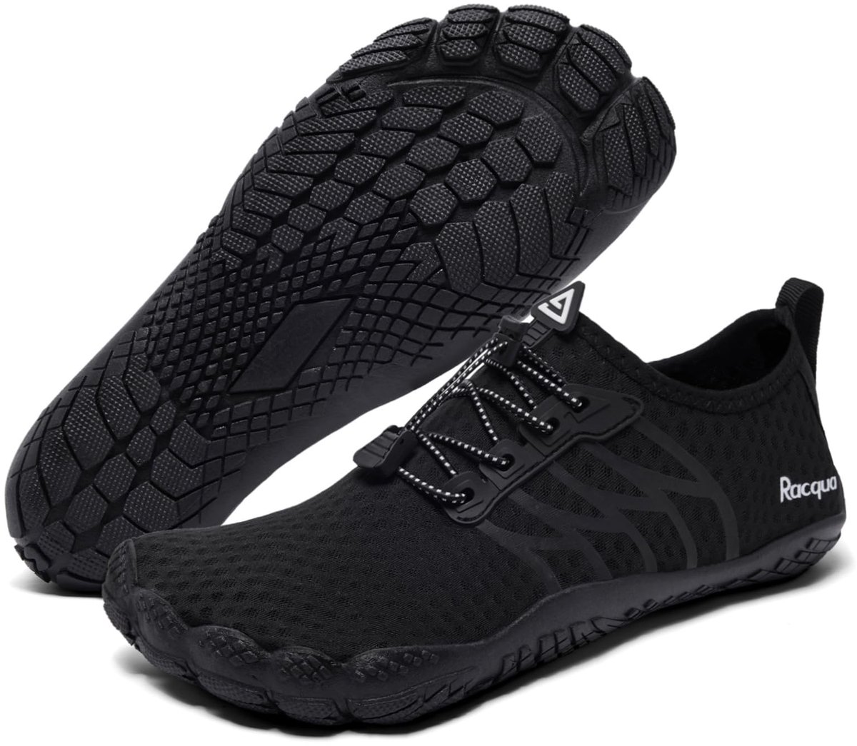 Racqua Waterschoenen zwemmen strand slip op schoenen voor heren dames, Wz119 Zwart, 45.5 EU - ShopVlot