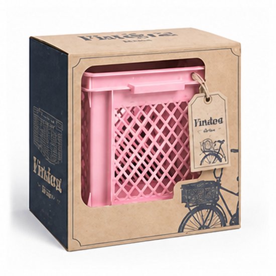Vintag Fietskrat - 26 Liter - 40 x 30 x 22 cm - Kunststof - Roze — afbeelding 3