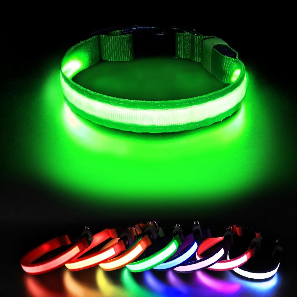 Lichthalsband voor Honden - Groen - S - Oplaadbare LED-Halsband - Voor Kleine Honden