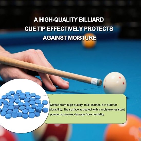 Biljartkeu Tips Set 53-delig - 9-12mm Leren Keutopjes met Messing Ferrules en 240 Korrel Schuurpapier - Vervangbare Snooker en Pool Keu Punten — afbeelding 5