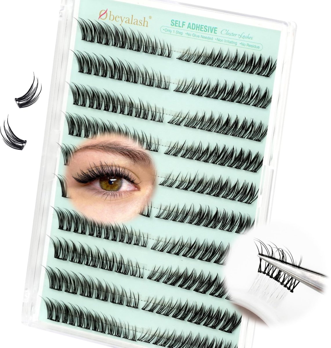 Fox Eye Pre Glued Individuele Wimpers 240pcs Self Adhesive Cluster Wimpers Kit Glueless Press On Lashes C Curl Cat Eye - ShopVlot