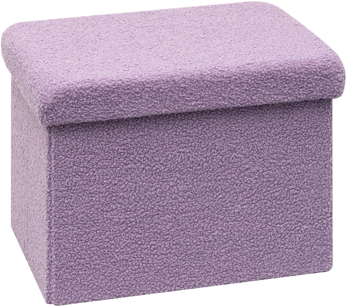 Famanu – Poef met opbergruimte, opvouwbare zitbank, fleece voetenbank, paars, 42 x 32 x 32 cm, multifunctioneel