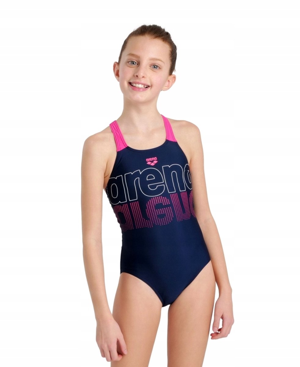 ARENA V Back Graphic - Zwempak - Marine-Roze - 14-15