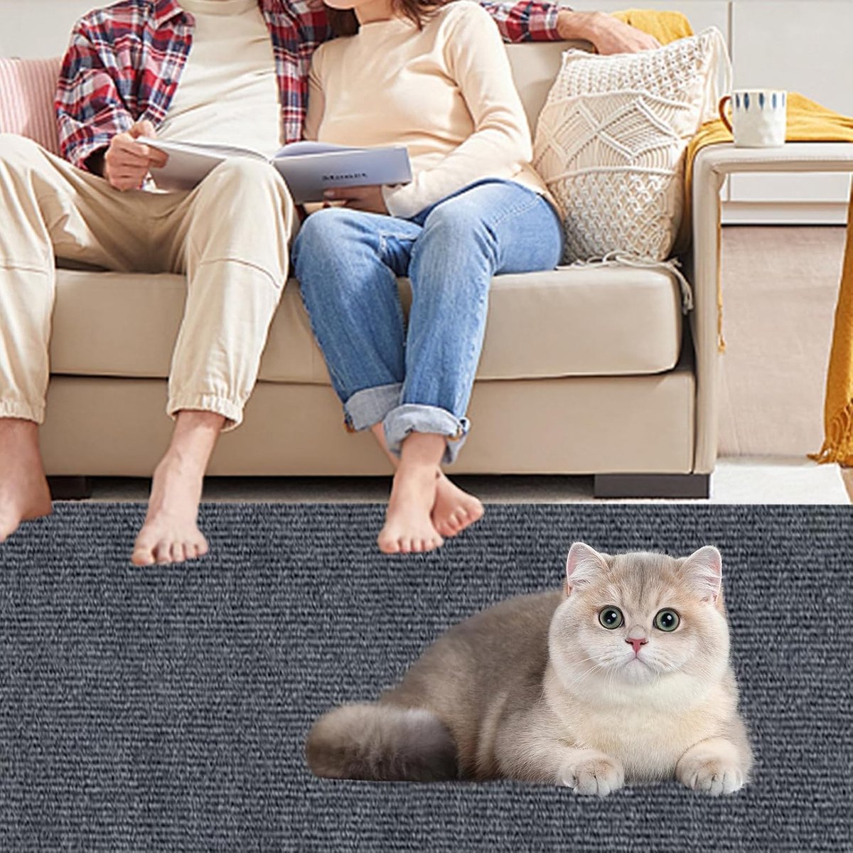 Kattenkrabmat - B - 200 x 40 cm - Zelfklevend Polyester - Voor Meubelbescherming