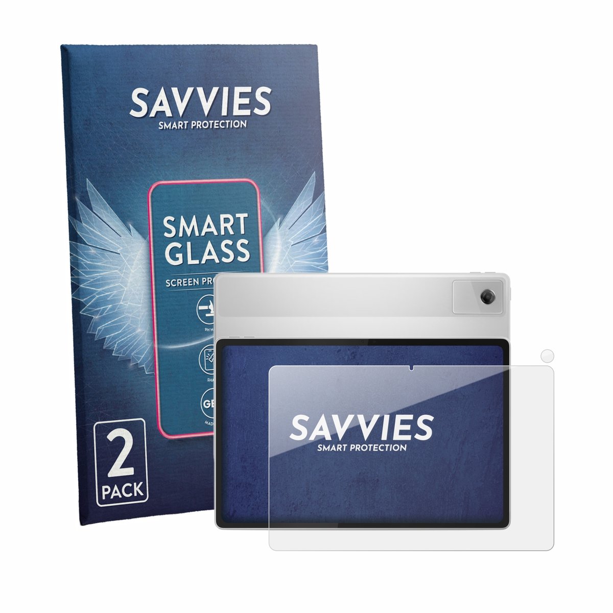 2 Stuks Savvies Screenprotector - geschikt voor Lenovo Idea Tab Plus 12.1" (Voor+Camera) - beschermfolie glas transparant