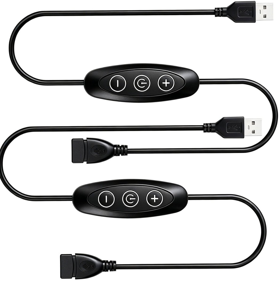 USB LED Dimmer Controller - Zwart - 2 Stuks - Voor 5V Monochrome LED-strips - Handmatige Dimmer