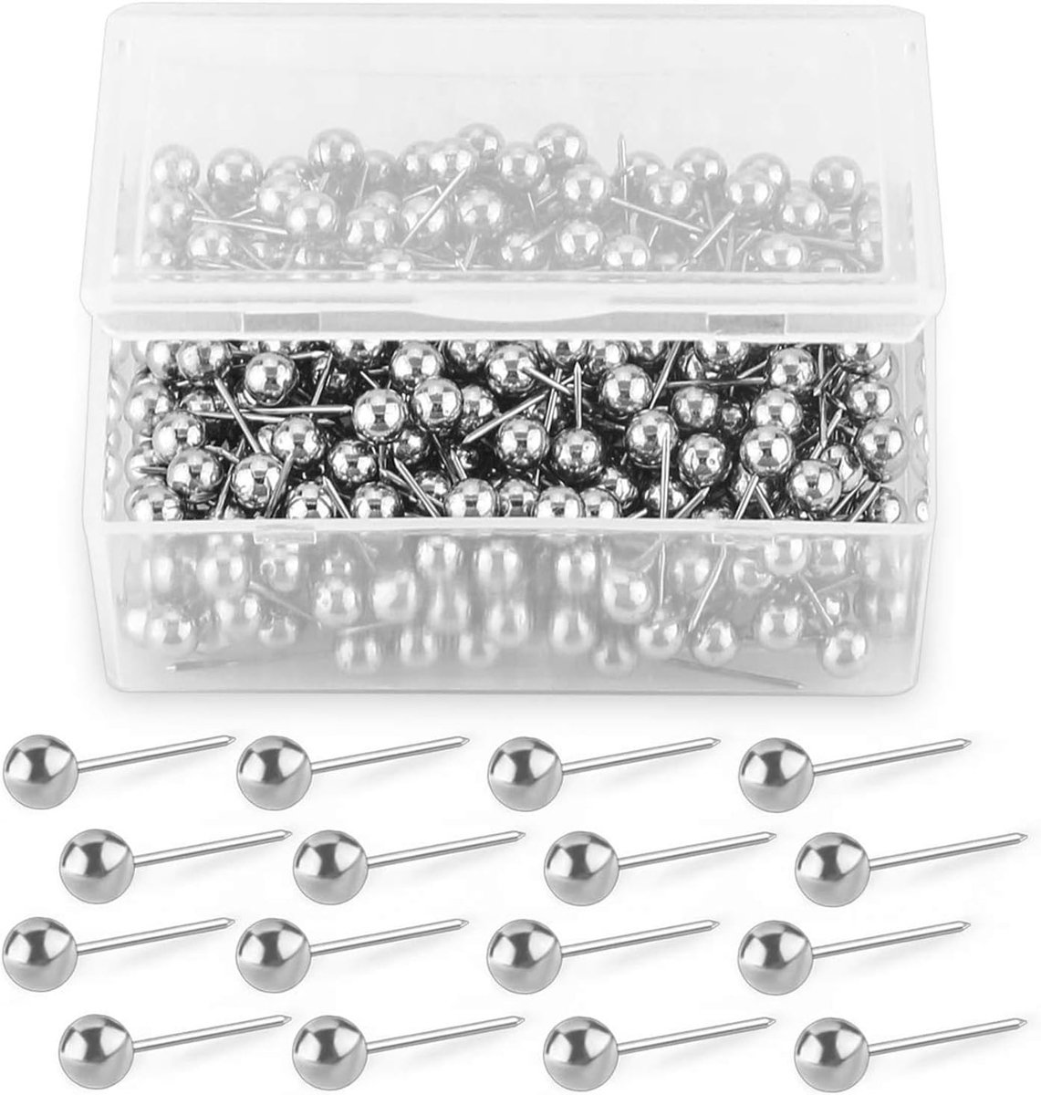 Pinnaalden - Zilver - 4 x 15 mm - Roestvrijstalen Punaises met Ronde Kop - Voor Kantoor en Handwerken